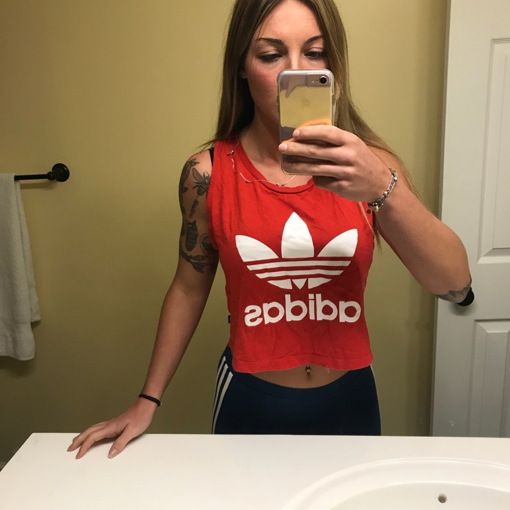 Red Adidas Crop Top